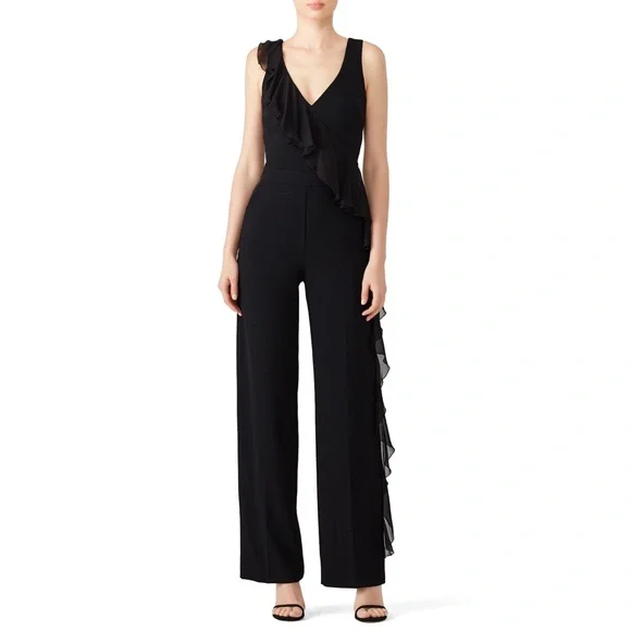 TRINA TURK • Black Ruffle Jumpsuit